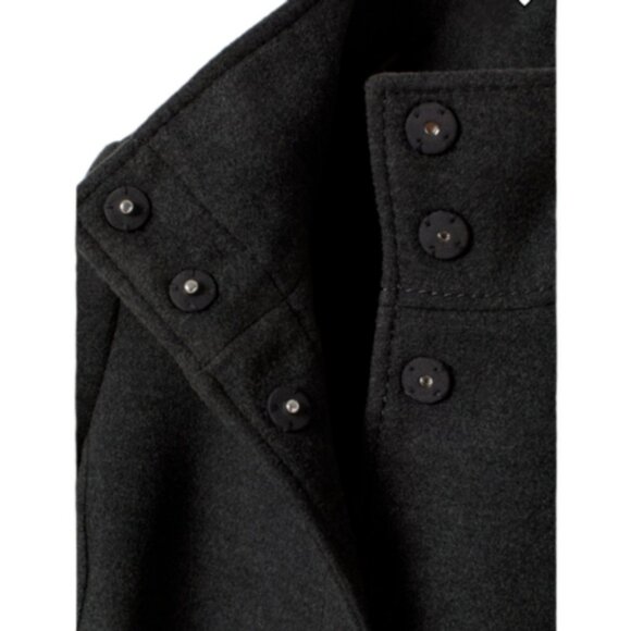 H&M Long Below Knee Tie Waist Belted Snap Closure High Neck Trench Wool Coat S - Picture 3 of 4